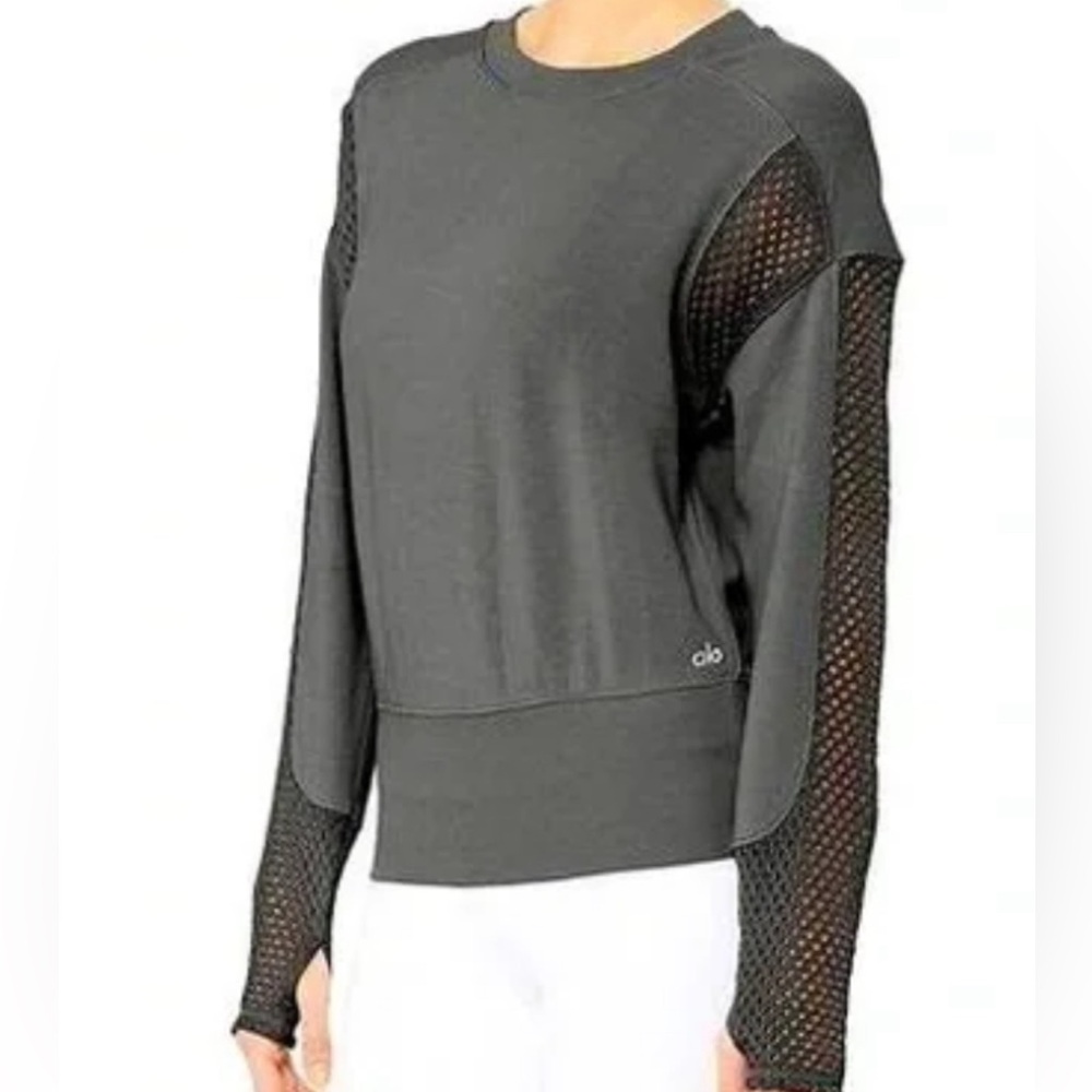 Alo Yoga Formation mesh long sleeve Anthracite Dark Gray size L